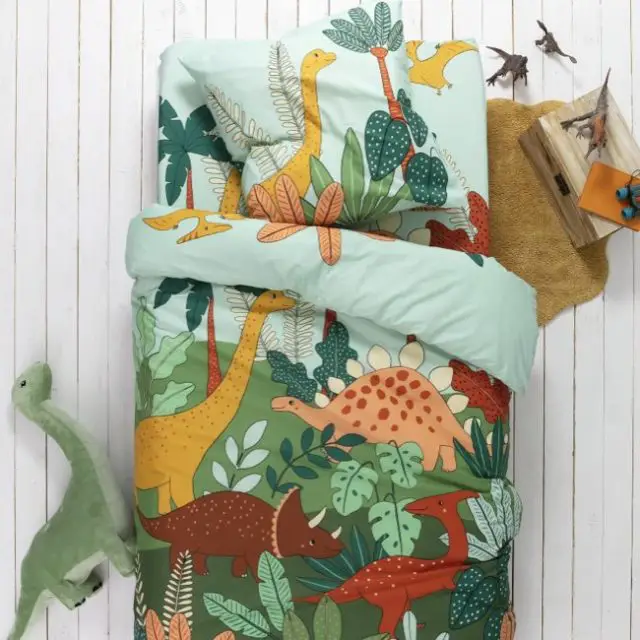 linge de lit enfant motif nature Linge de lit enfant Jurassi coton - Imprimé dinosaure