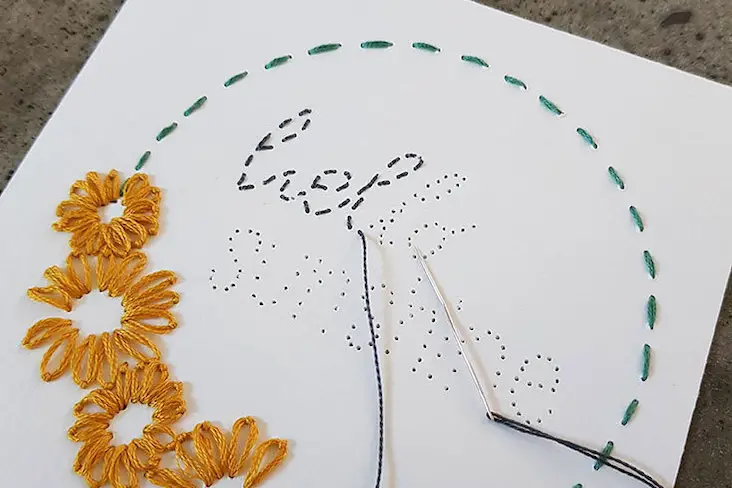 loisir creatif broderie sur papier DIY matériel exemple à copier