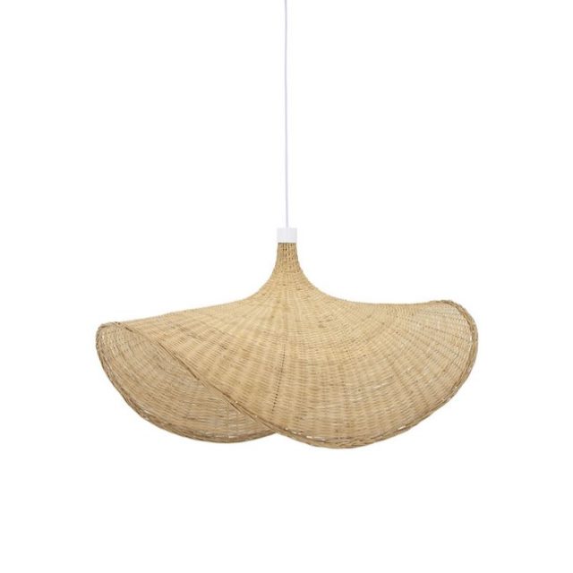 luminaire design style bord de mer Suspension Leticia fibre végétale beige bambou