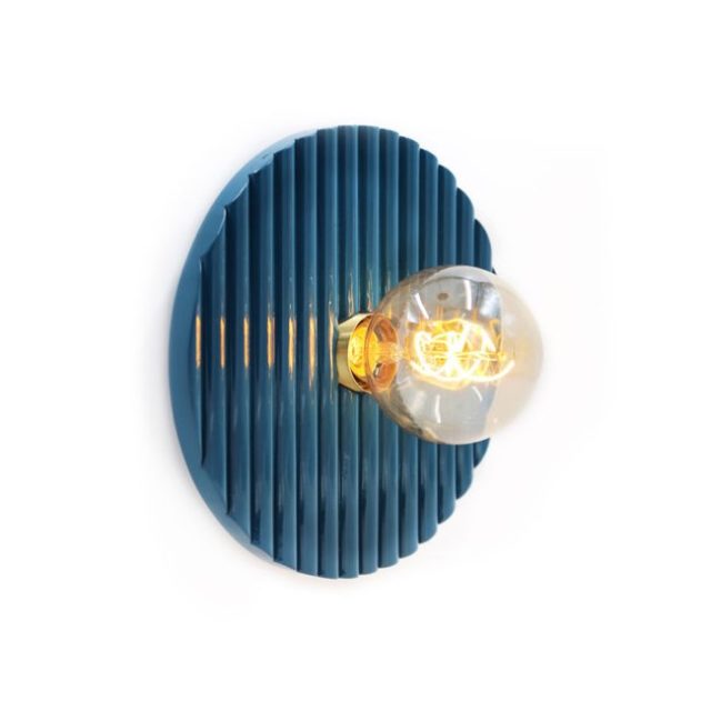 luminaire design style bord de mer Applique Riviera bois bleu / Ø 25 cm