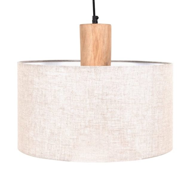 meuble deco petite entree pas cher Suspension en lin beige et bois d'eucalyptus