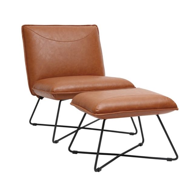 meuble petit salon moderne Fauteuil avec repose pied vintage marron