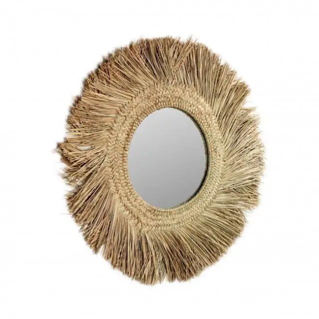 miroir deco mur entree Miroir rond en fibre naturelle Ø72cm