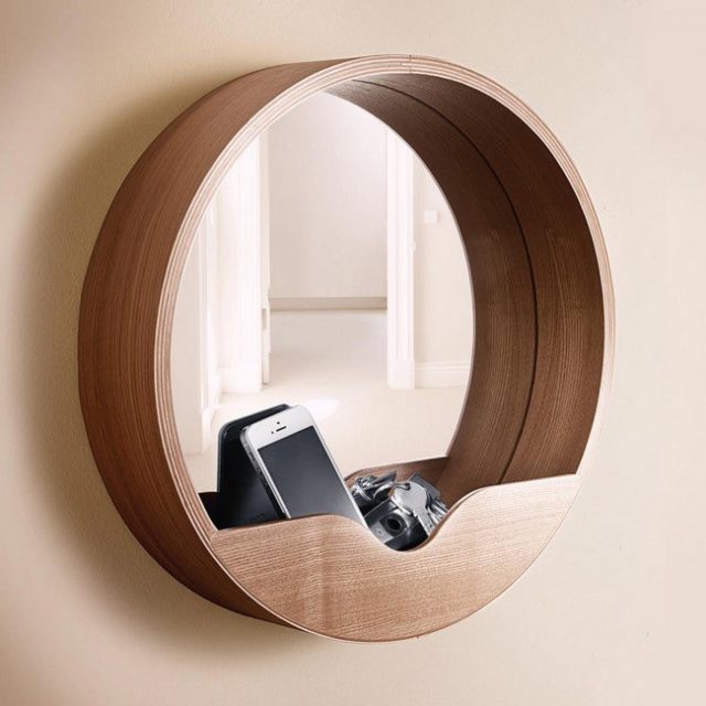 miroir deco mur entree Miroir en bois