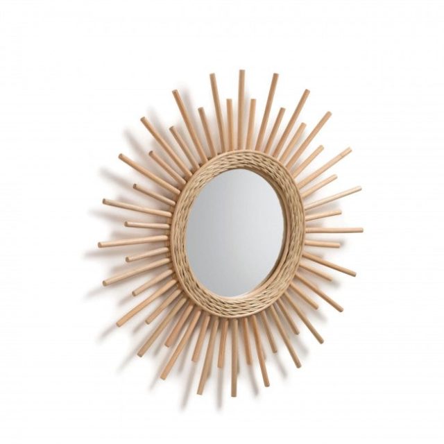 miroir deco mur entree Miroir soleil en rotin