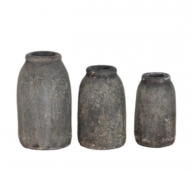 mobilier et deco style colonial Lot de 3 vases en terre cuite à effet vieilli
