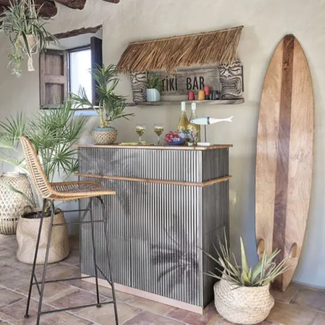 objet deco style bord de mer Déco murale planche de surf en manguier 38x180