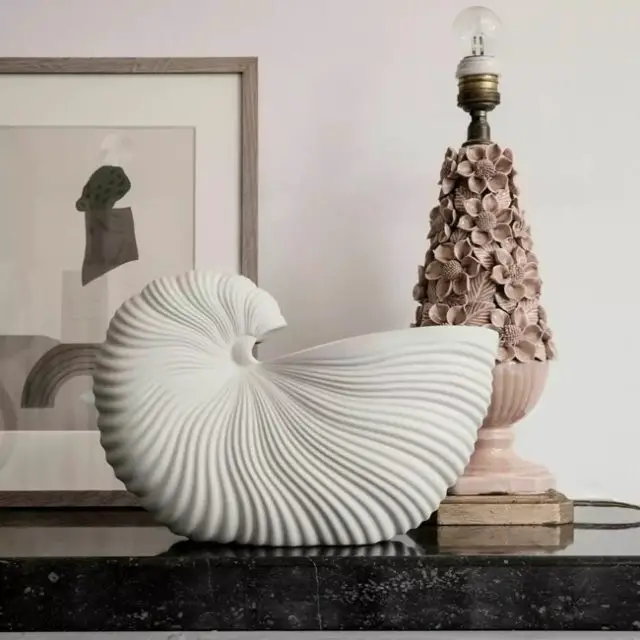 objet decoratif style bord de mer Pot écru coquillage