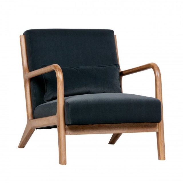 ou trouver beau meuble mid century modern vintage Fauteuil en bois et velours