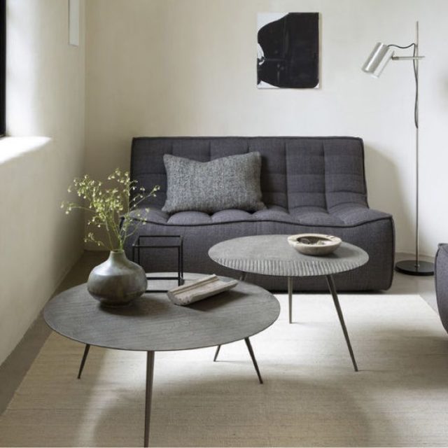 ou trouver meuble design mid century modern Canapé droit N701 tissu gris / 2 places - L 140 cm - Ethnicraft