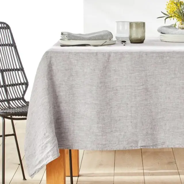 ou trouver vaisselle style minimaliste epure Nappe lin lavé chambray, Victorine