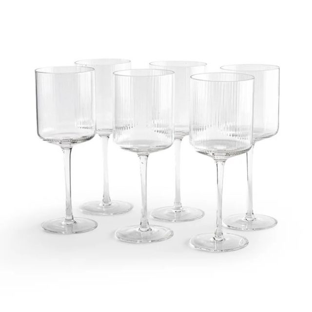 ou trouver vaisselle style minimaliste epure Lot de 6 verres à vin en verre strié, Stria