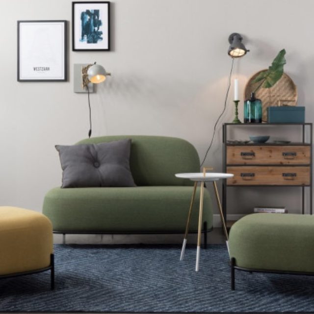 salon couleur vert sauge meuble moderne Canapé 2 places en tissu