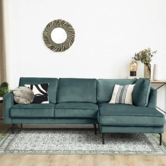 salon couleur vert sauge meuble moderne Canapé d'angle droit en velours