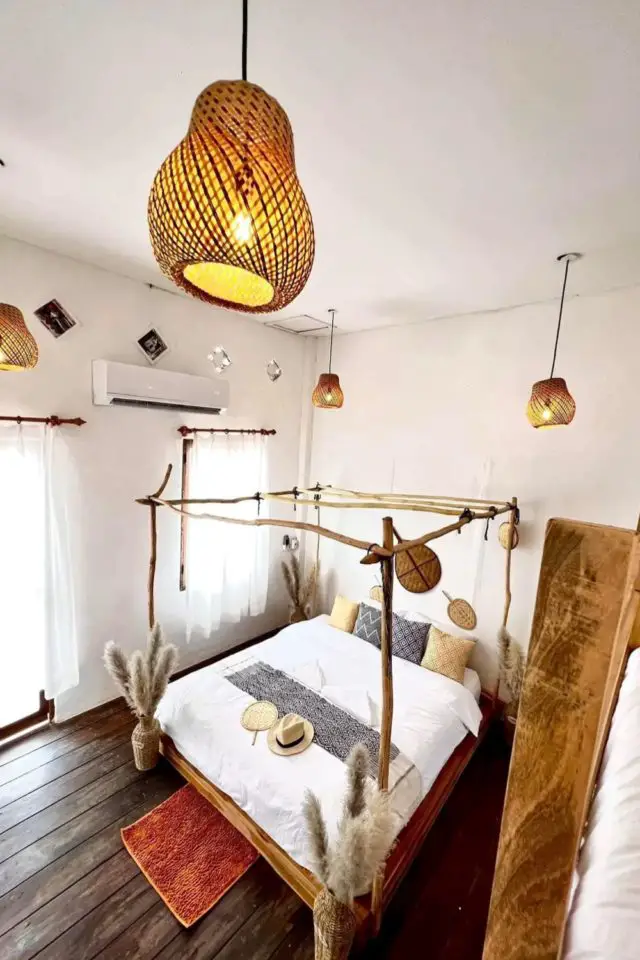 vacances nord laos hebergement a louer deco chambre dans maison de ville lit à baldaquin décor moderne