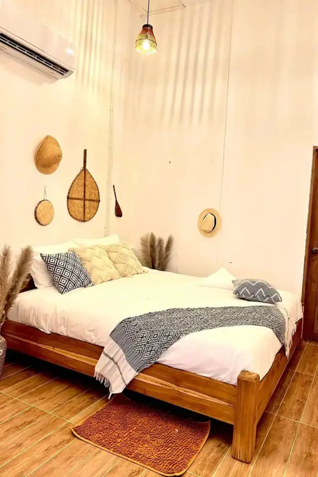 vacances nord laos hebergement a louer deco chambre parentale décoration moderne bois bambou blanc