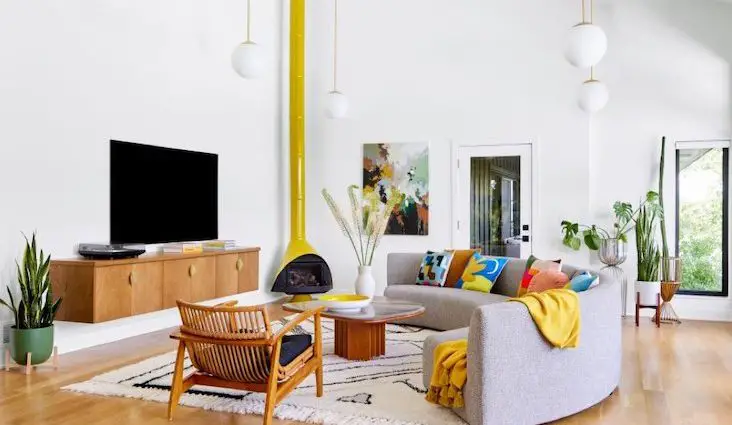 visite maison style mid centy modern couleur matériaux mobilier famille cosy lumineux