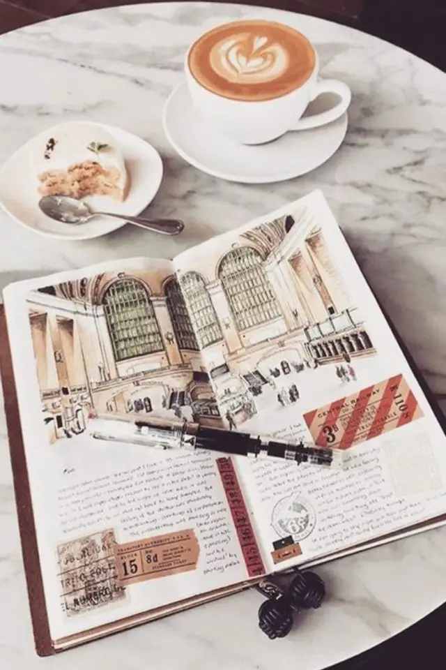 debuter carnet de voyage dessin à l'aquarelle texte élégant