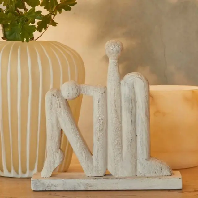 deco bois recycle la redoute Statue en bois recyclé blanchi