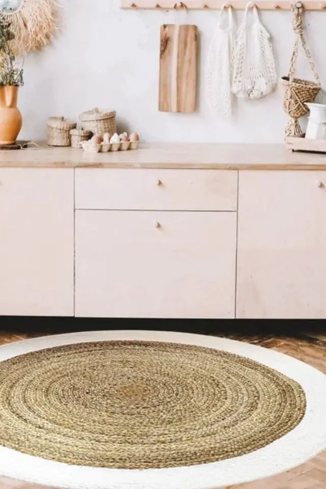 deco cocooning salon chambre pas cher Tapis rond en jute et coton