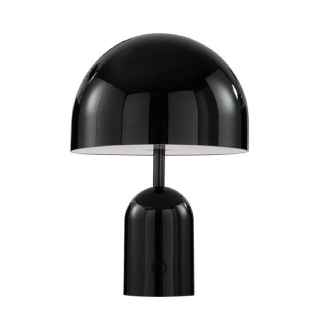 deco design couleur sombre LAMPE SANS FIL RECHARGEABLE BELL PORTABLE LED MÉTAL NOIR / H 28 CM - TOM DIXON