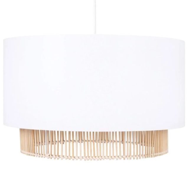 deco polyester recycle pas cher Suspension en polyester recyclé blanc et rotin