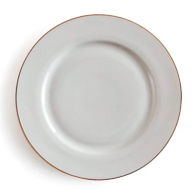 deco table noel la redoute Lot de 4 assiettes plates blanc et or