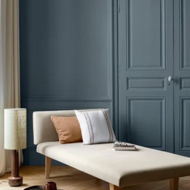 interieur gris fonce peinture Peinture mur, boiserie bleu zingueur velours LIBÉRON 163 faubourg