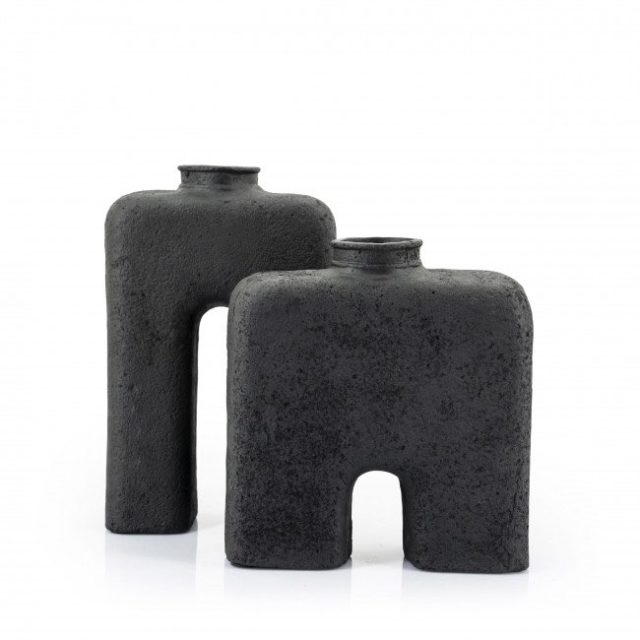 meuble decoration elegant couleur sombre Vase en arc H32cm noir