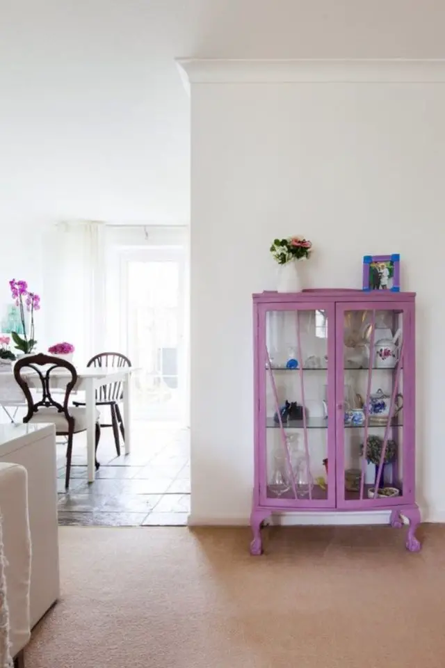 ou acheter meuble vitrine moderne original couleur violet petit rangement salon séjour
