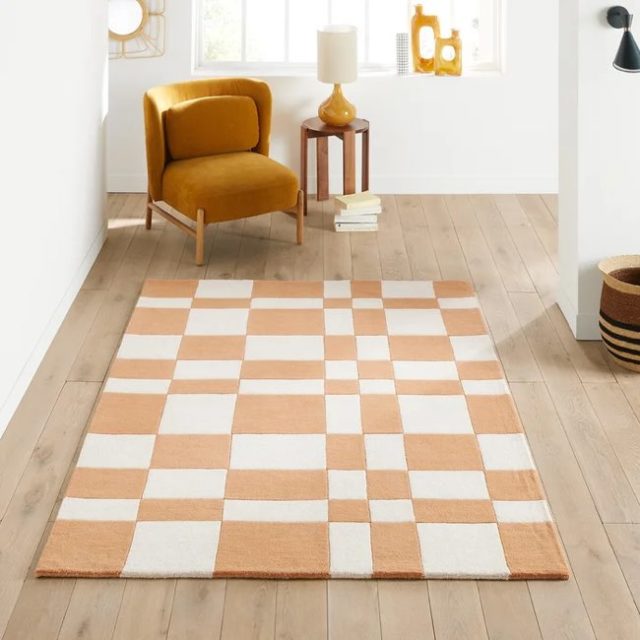 ou trouver decoration motif damier pas cher Tapis damier en laine