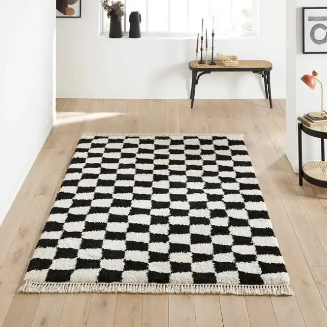 ou trouver decoration motif damier pas cher Tapis damier noir & blanc