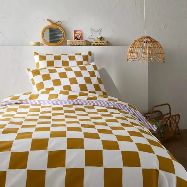 ou trouver decoration motif damier pas cher Housse de couette enfant 30% coton recyclé