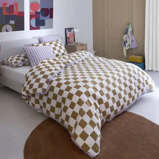 ou trouver decoration motif damier pas cher Housse de couette 30% coton recyclé