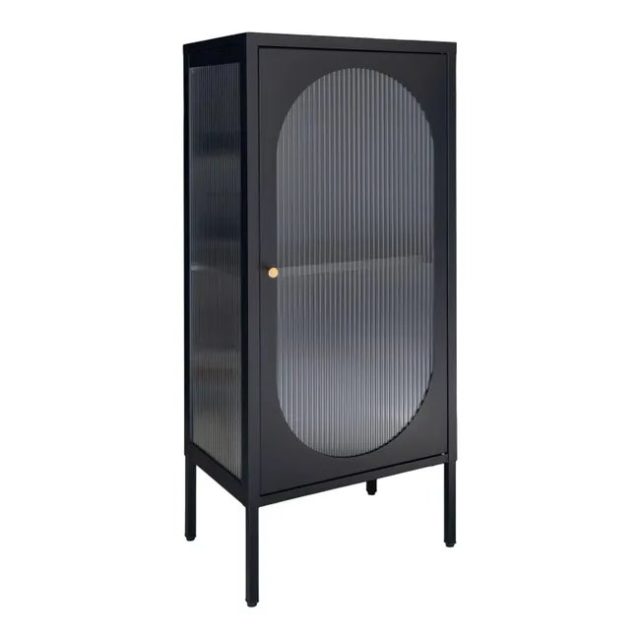 ou trouver meuble vitrine pas cher Vitrine noire avec porte en verre ondulé 50 x 35 x 110