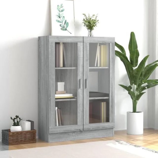 ou trouver meuble vitrine pas cher Armoire à vitrine Sonoma gris