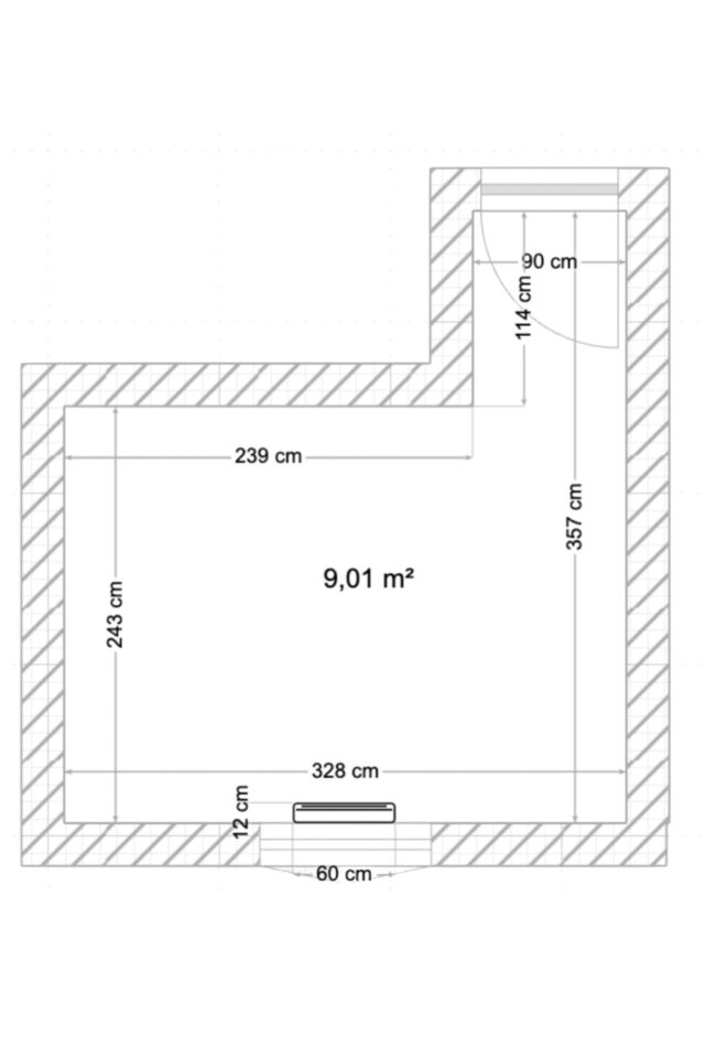 plan chambre en L 9m2 amenagement avec dimensions possibilités solutions meubles