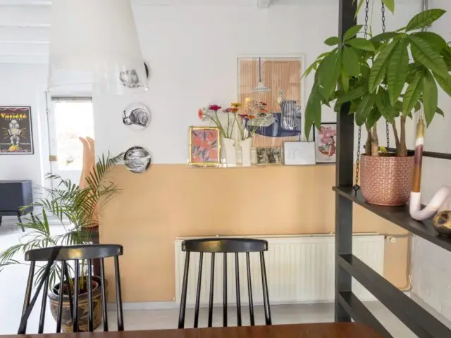 renovation atelier en loft eclectique touche de couleur création harmonie visuelle continuité cuisine salon