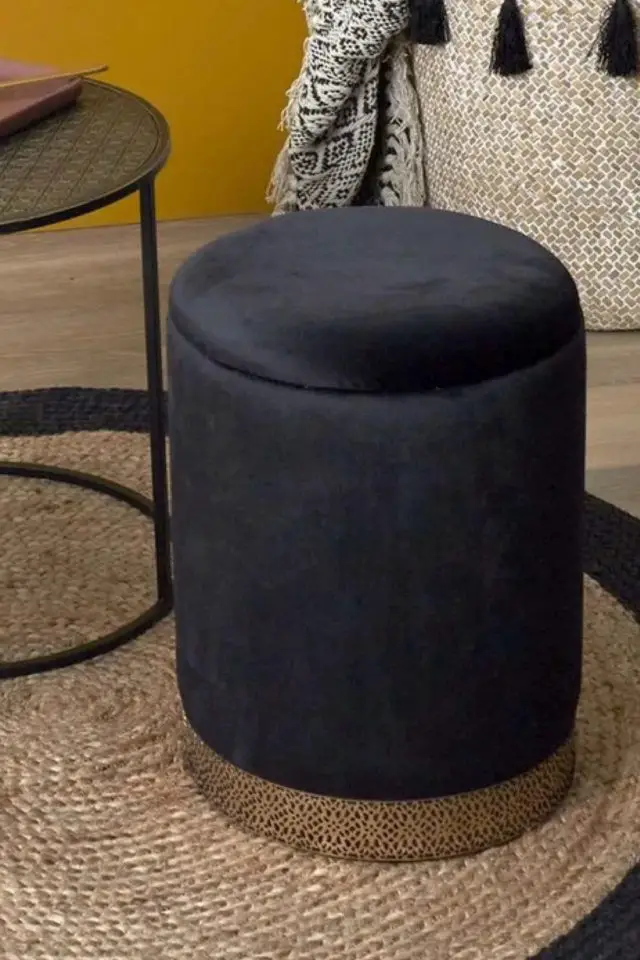 salon meuble appoint pas cher Pouf coffre en velours