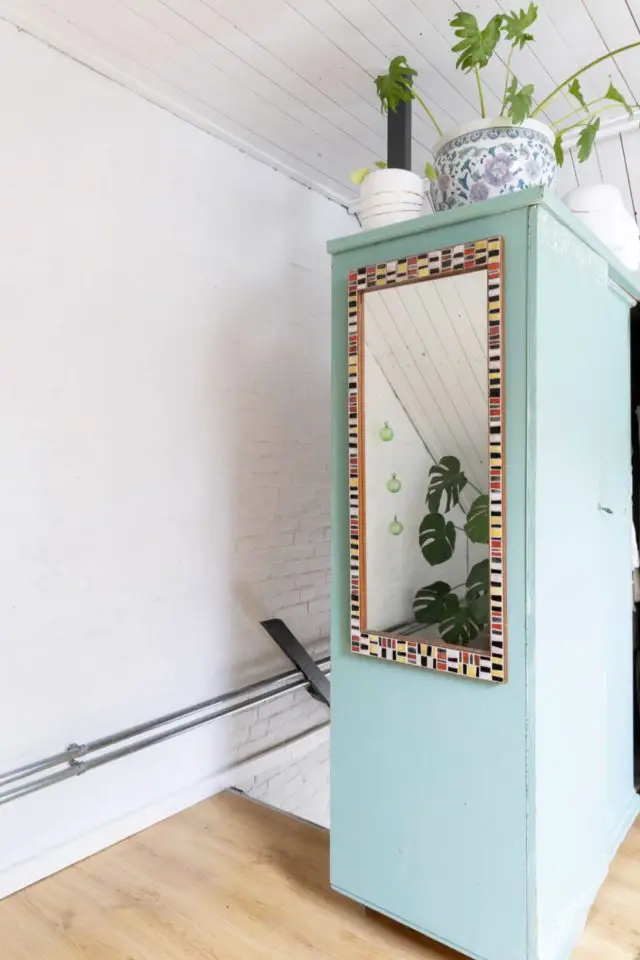 visite deco loft vintage eclectique miroir chambre personnalisé couleur
