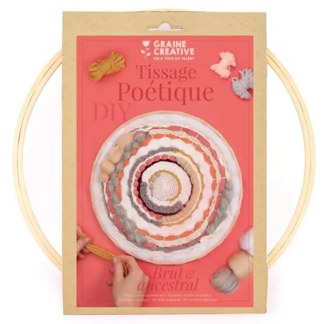 cadeau kit loisirs creatif a offrir Kit DIY métier à tisser rond - Poétique - 30 cm