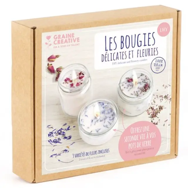 cadeau kit loisirs creatif a offrir Kit Bougies - Fleurs séchées