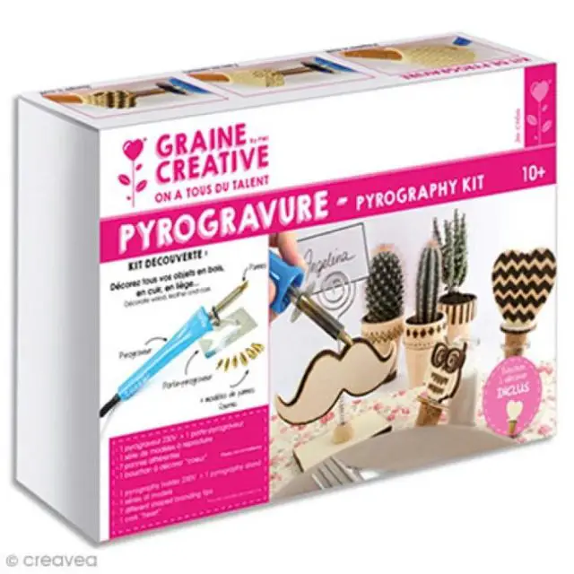 cadeau kit loisirs creatif a offrir Kit pyrograveur bois Graine Créative - 10 pcs