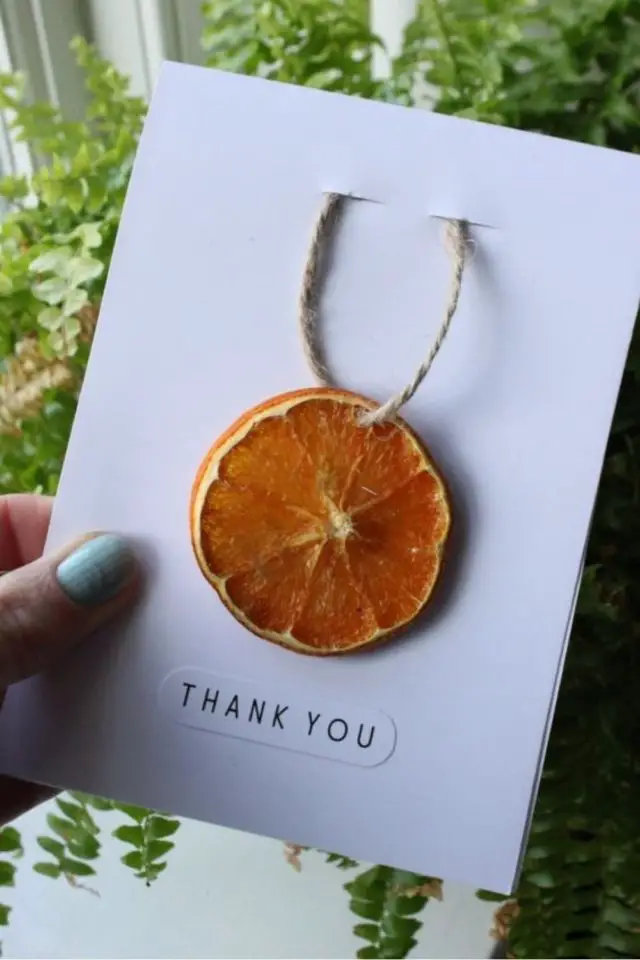 deco noel chic faire soi-meme carte de voeux minimaliste et naturelle orange séchée
