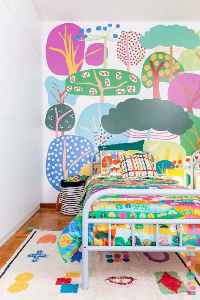decoration murale chambre enfant inspirations deco mur accent fresque peinture ludique