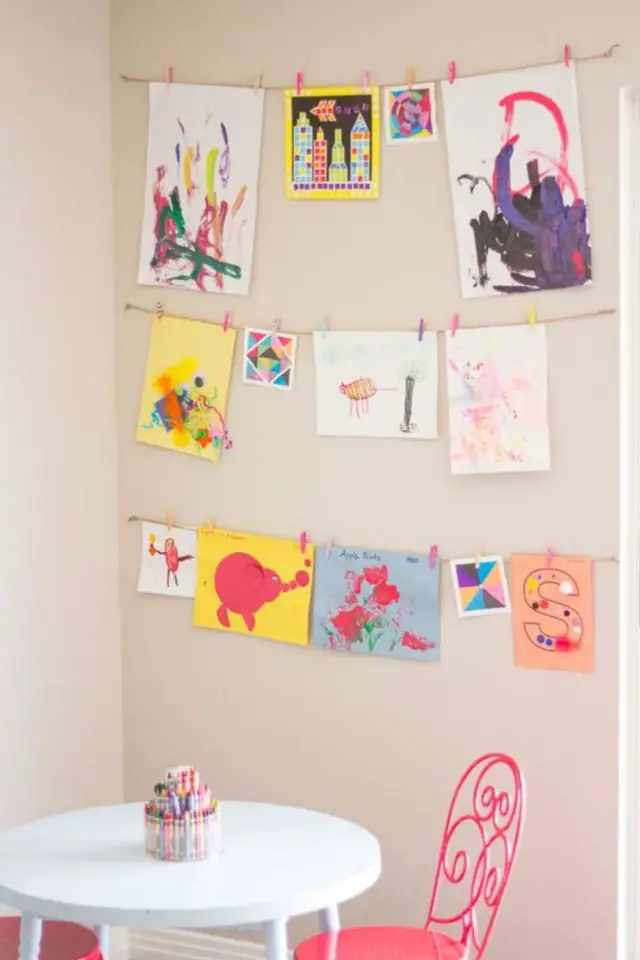 decoration murale chambre enfant inspirations deco idée facile à copier dessin suspendu