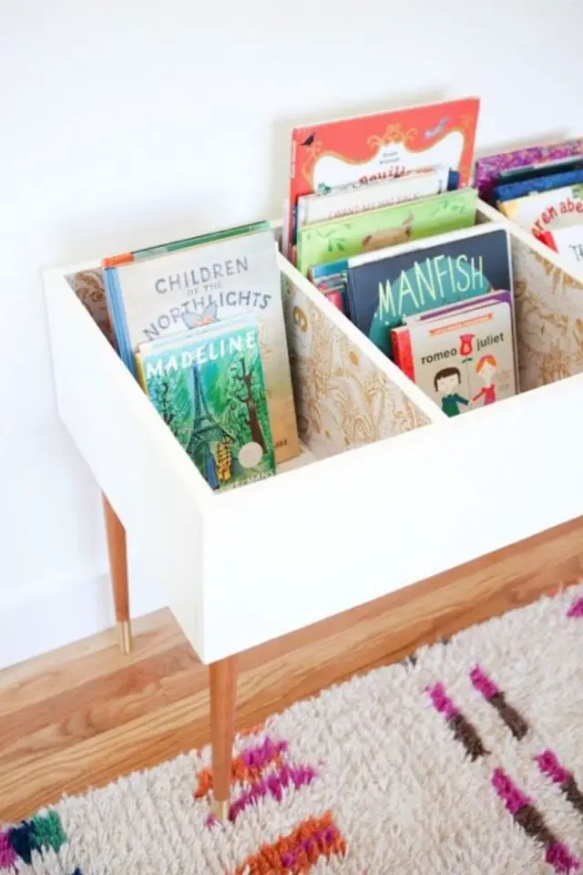 idee bricolage DIY chambre enfant deco bac rangement livre facile