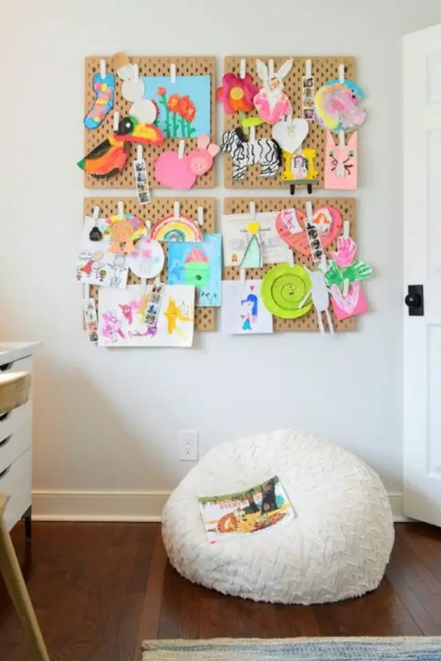 idee bricolage DIY chambre enfant deco moodboard pegboard décoration murale facile