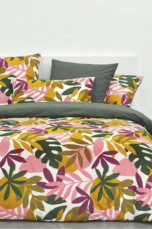 linge de lit haut de gamme anne de solene moderne tendance couleur imprimé végétal