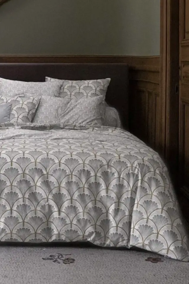 linge de lit haut de gamme anne de solene motif imprimé élégant art déco chic fabrication française et durable